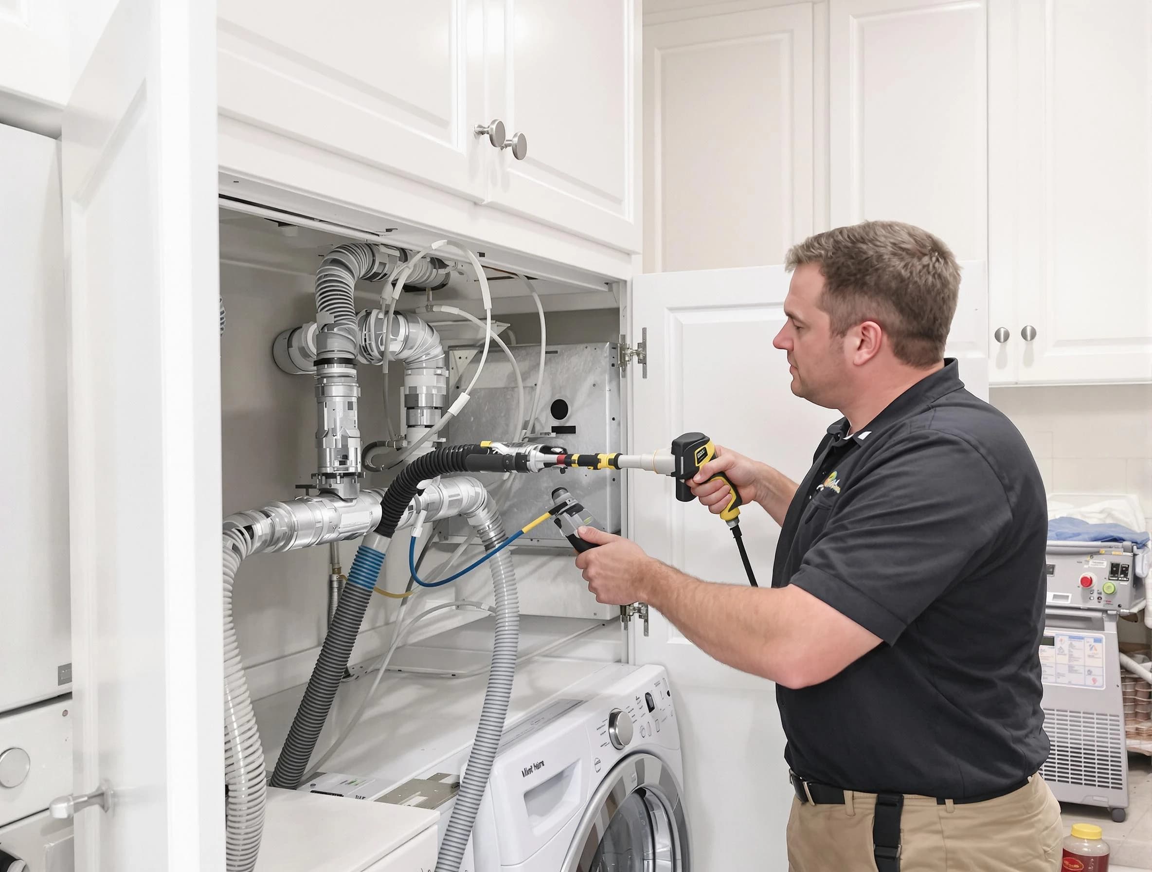Edgewood Dryer Vent Cleaning professional removing severe blockage from a clogged dryer vent in Edgewood
