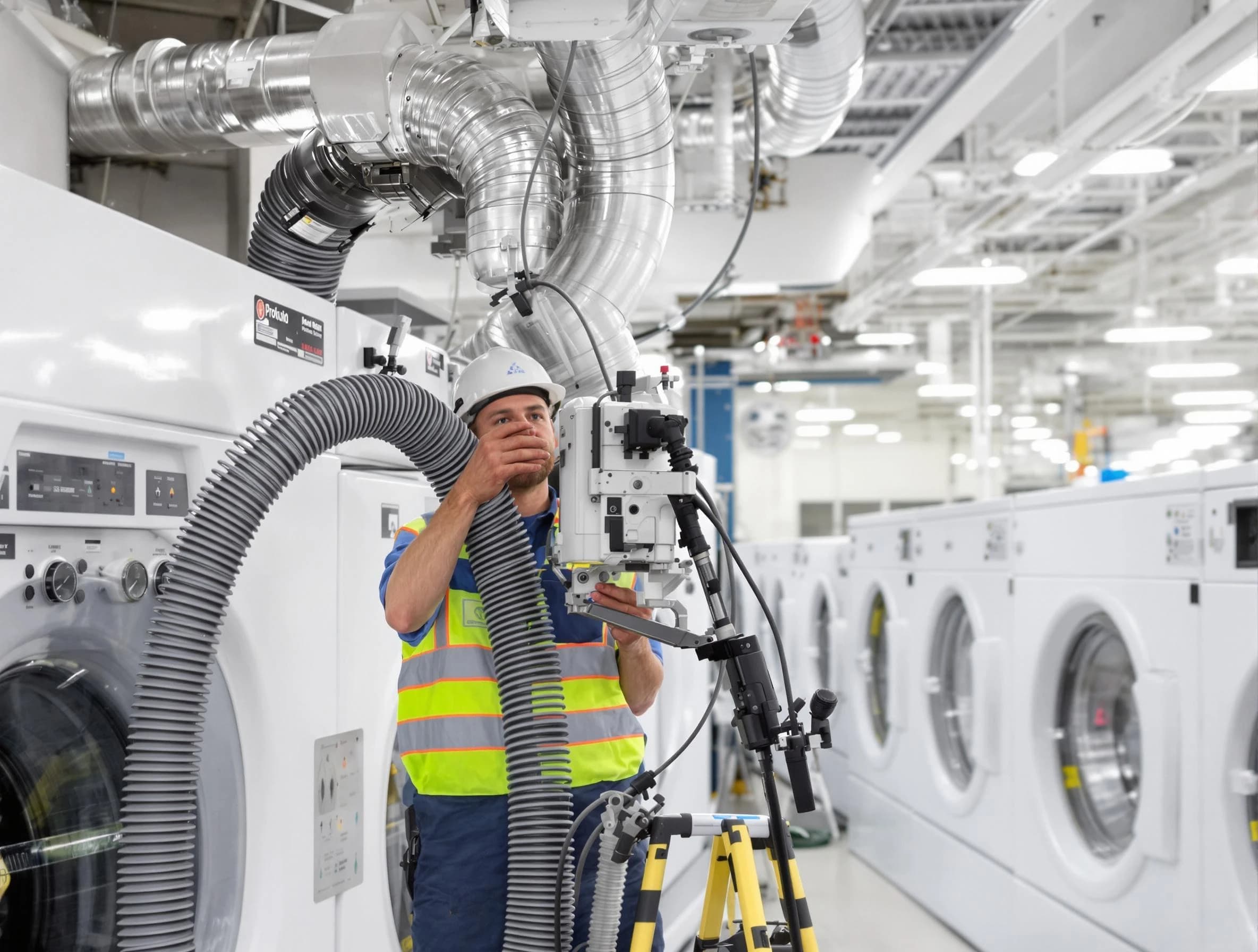 Edgewood Dryer Vent Cleaning team performing commercial-grade dryer vent cleaning at a business facility in Edgewood