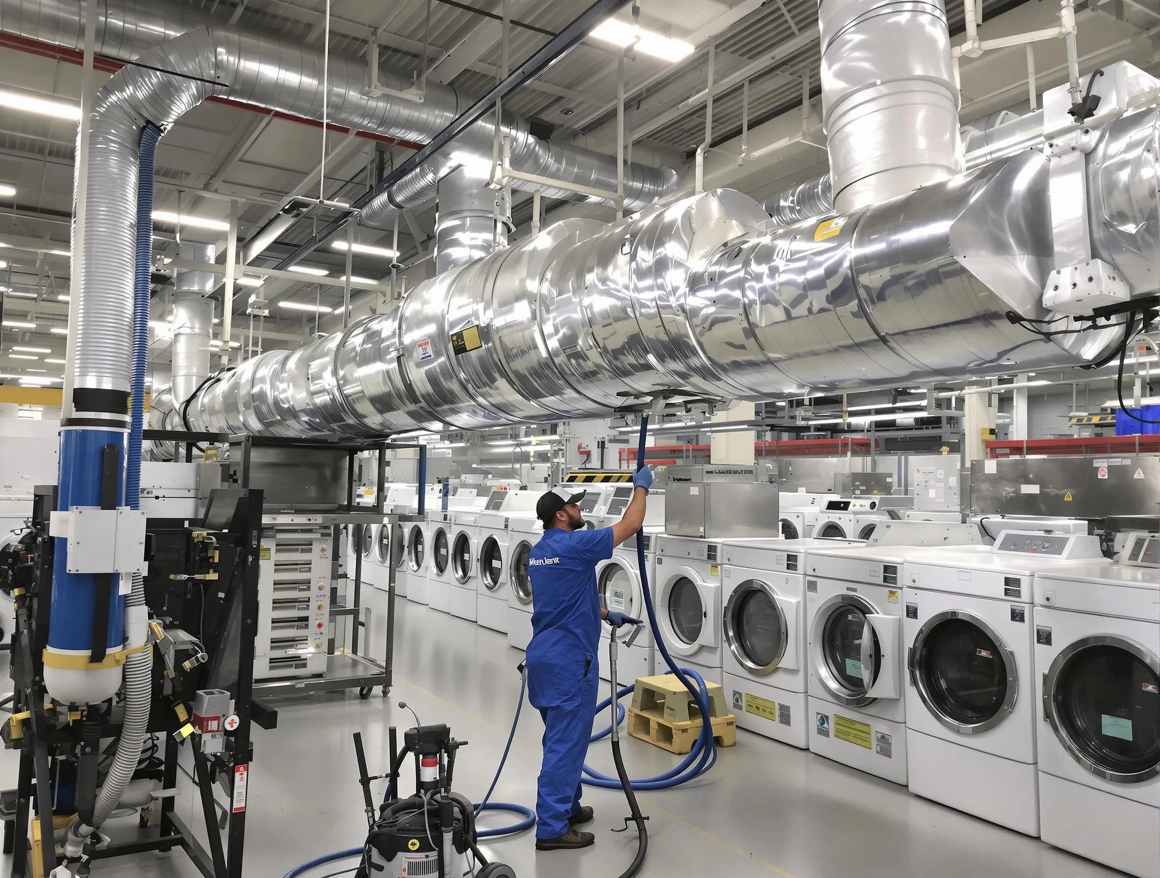 Edgewood Dryer Vent Cleaning team performing heavy-duty industrial dryer vent cleaning in Edgewood