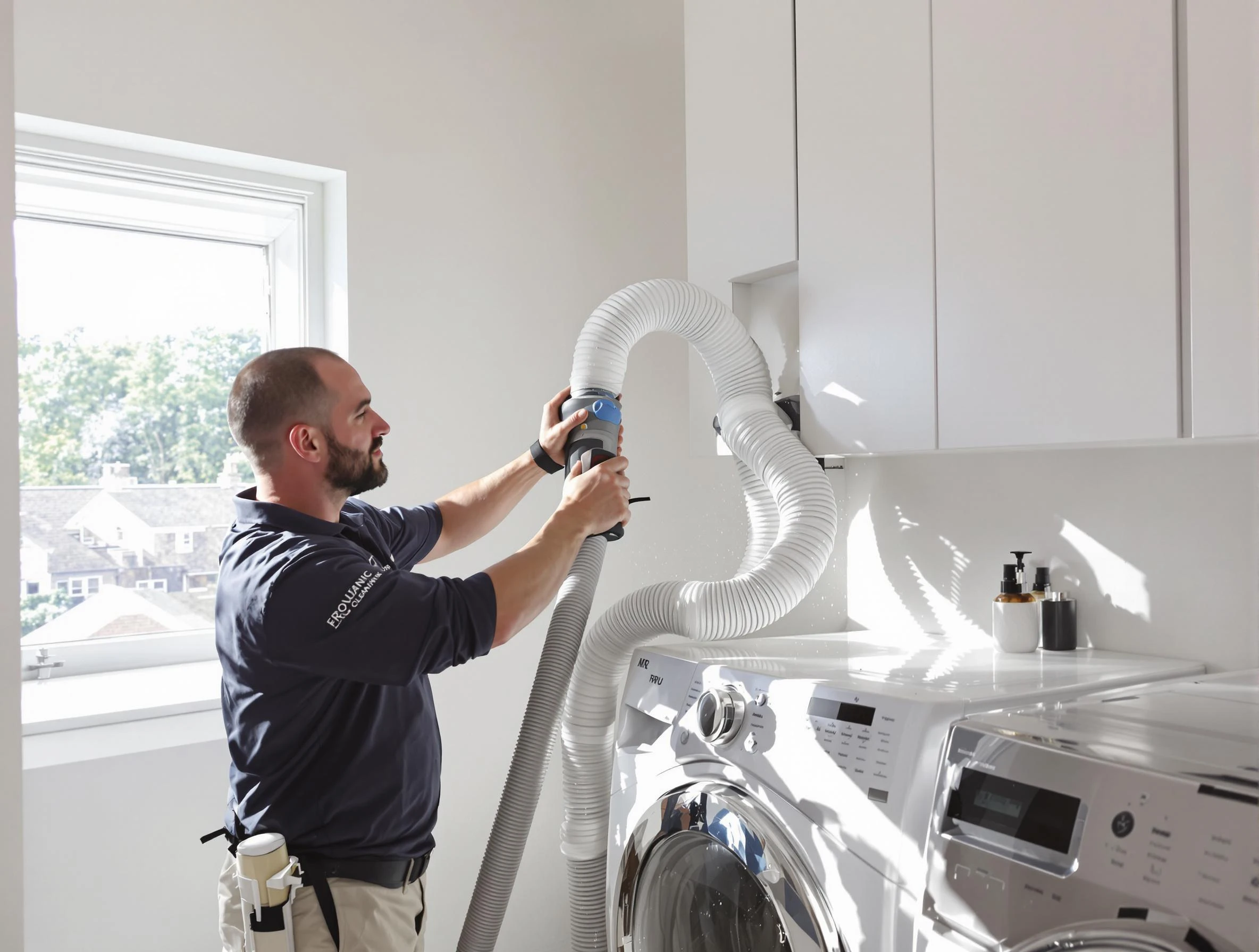 Certified Edgewood Dryer Vent Cleaning technician performing dryer vent cleaning in Edgewood