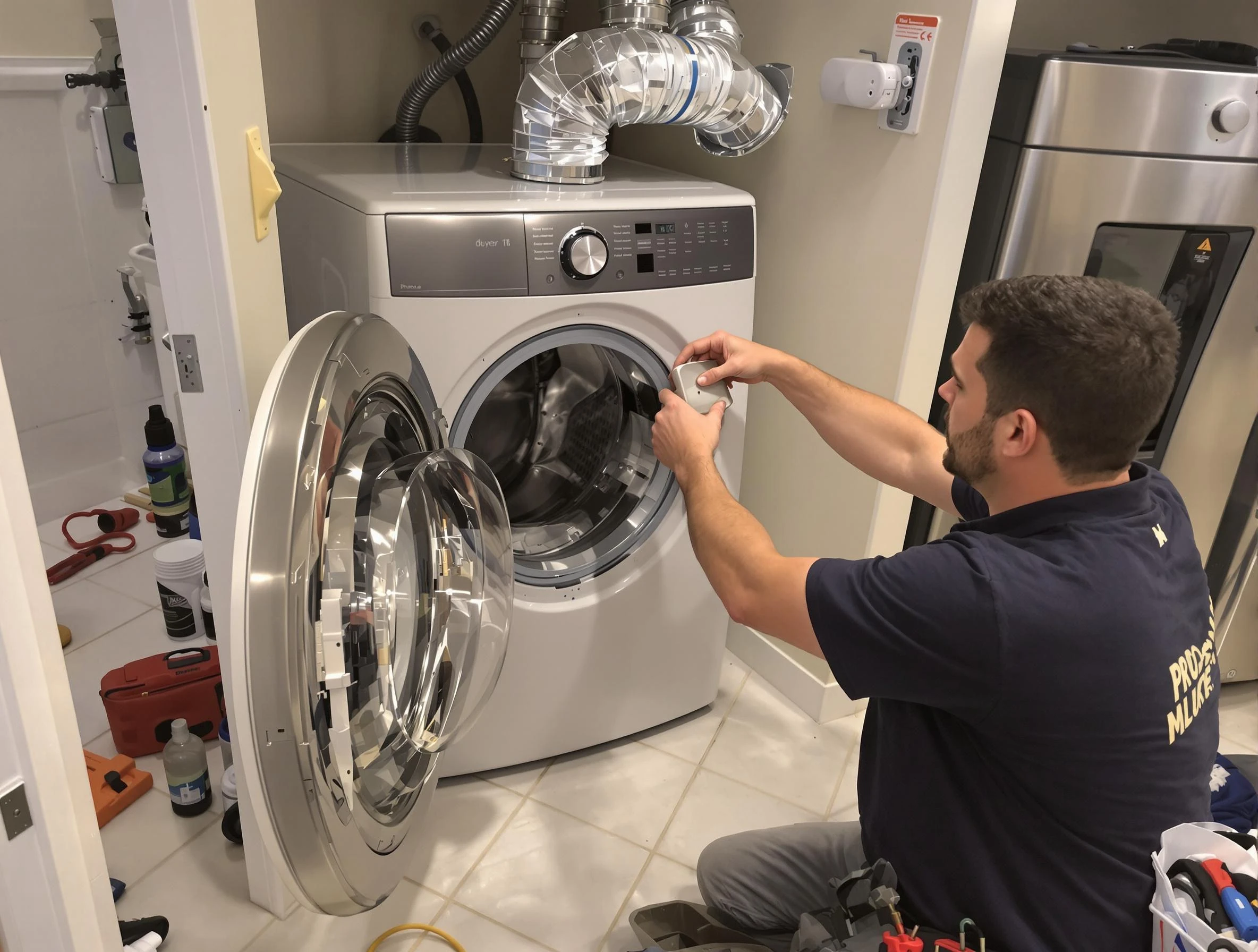 Edgewood Dryer Vent Cleaning technician performing precise dryer vent hose installation in Edgewood