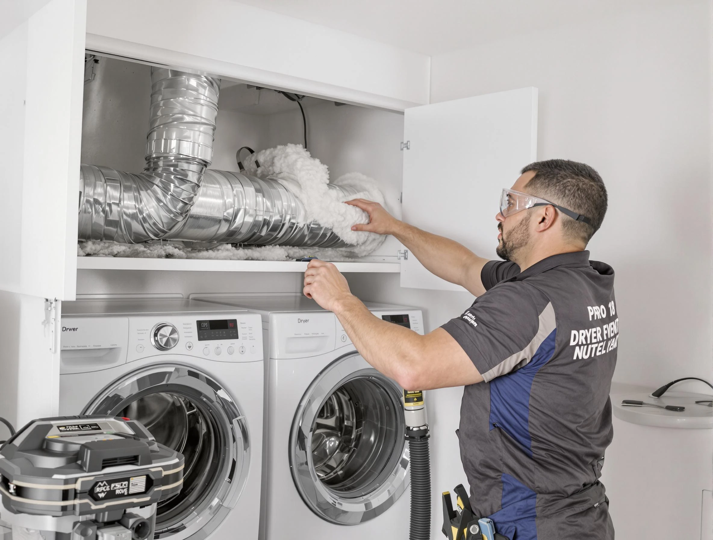 Edgewood Dryer Vent Cleaning certified technician performing specialized gas dryer vent cleaning in Edgewood